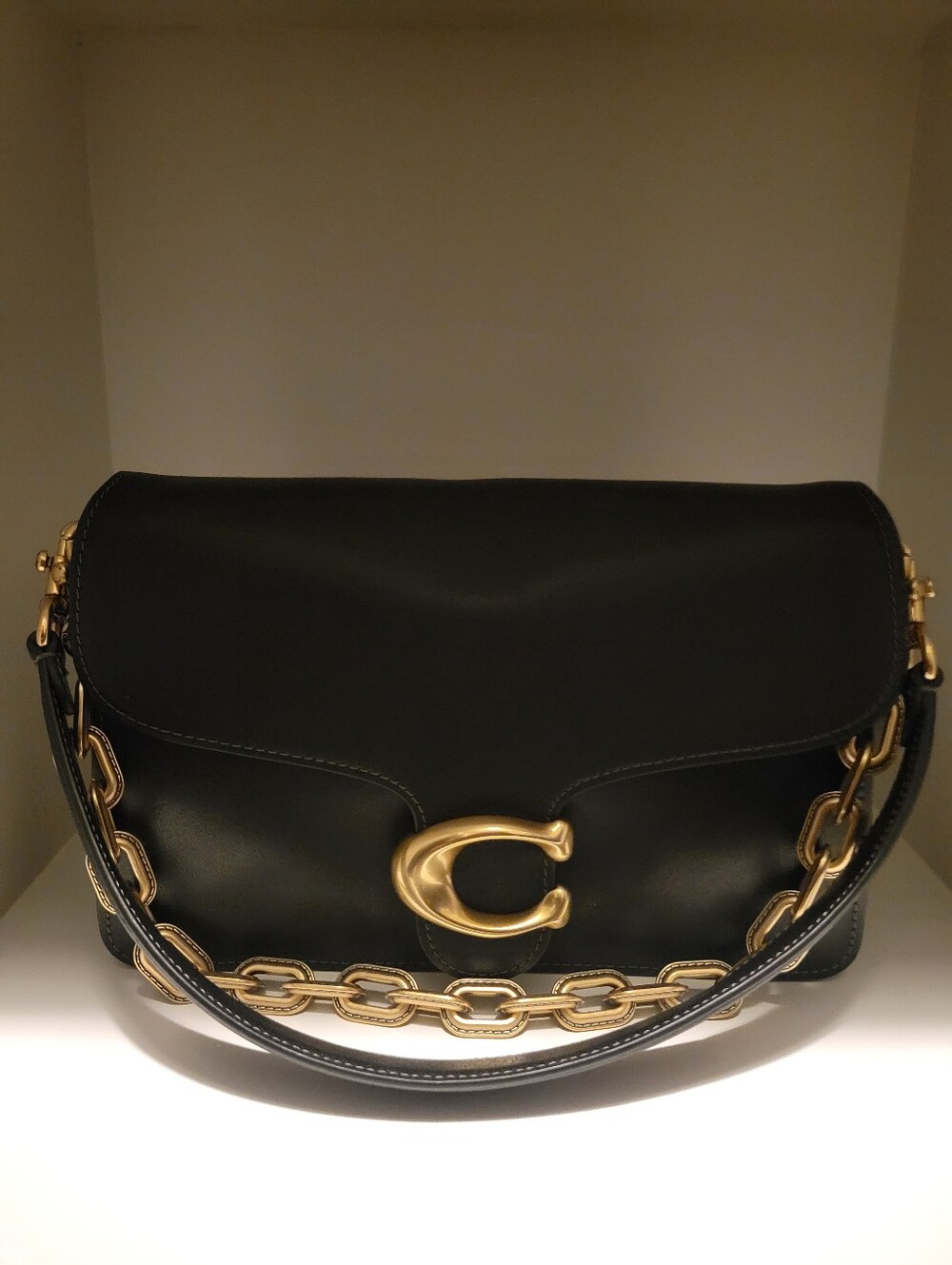 Coach Chain Tabby 26 Black Leather Brass Chain Shoulder Bag
